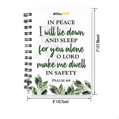 Jesuspirit Cross Spiral Journal | Psalm 4:8 | Spiritual Gifts For Christian Friends | Lord, Make Me Dwell In Safety SJHN649