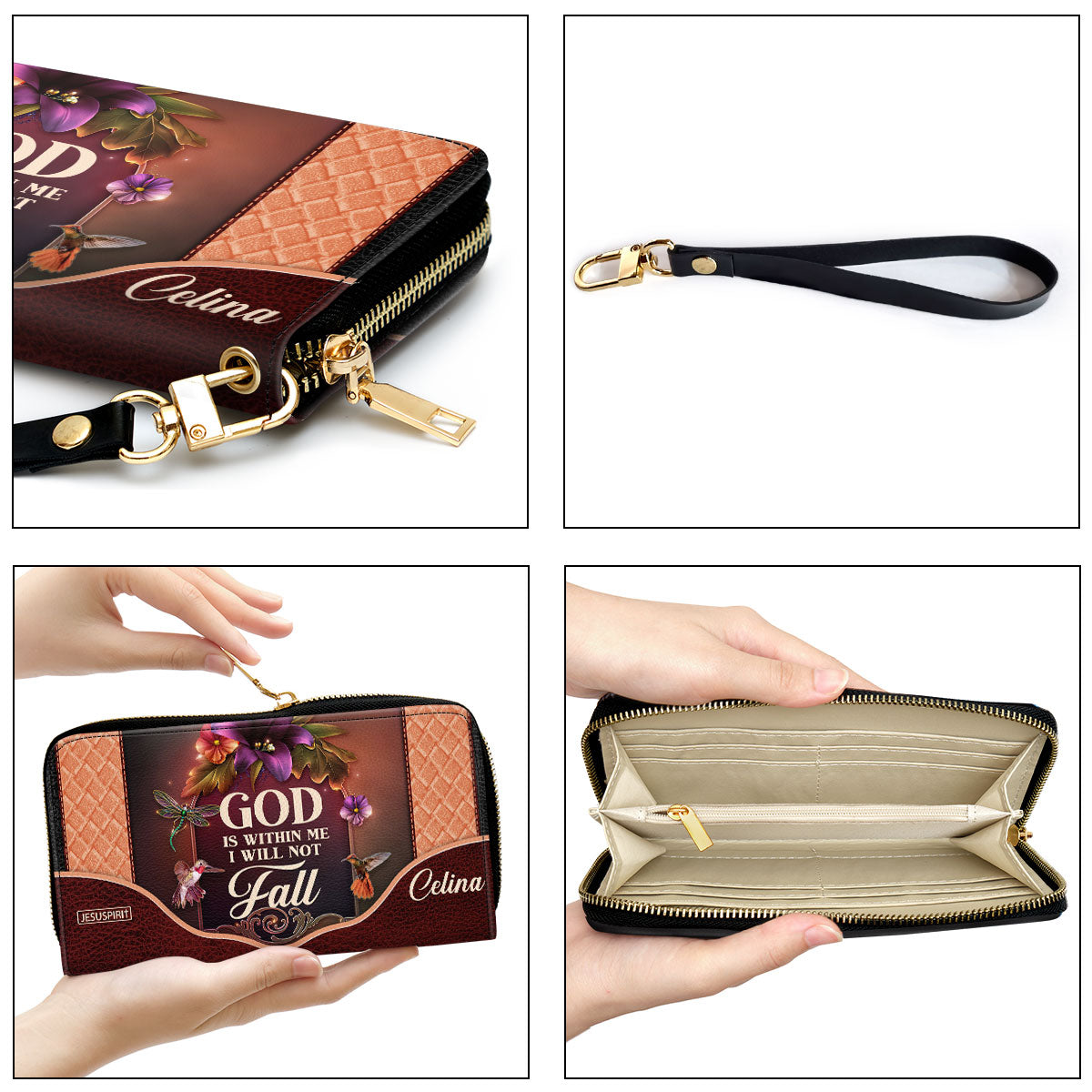 God Is Within Me, I Will Not Fall - Unique Personalized Clutch Purse M06