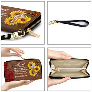 Blessed Are Those Who Boast And Brag - Pretty Personalized Sunflower Clutch Purse NUH329