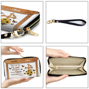 Adorable Personalized Sunflower Clutch Purse - Let Us Rejoice And Be Glad In It NUHN305