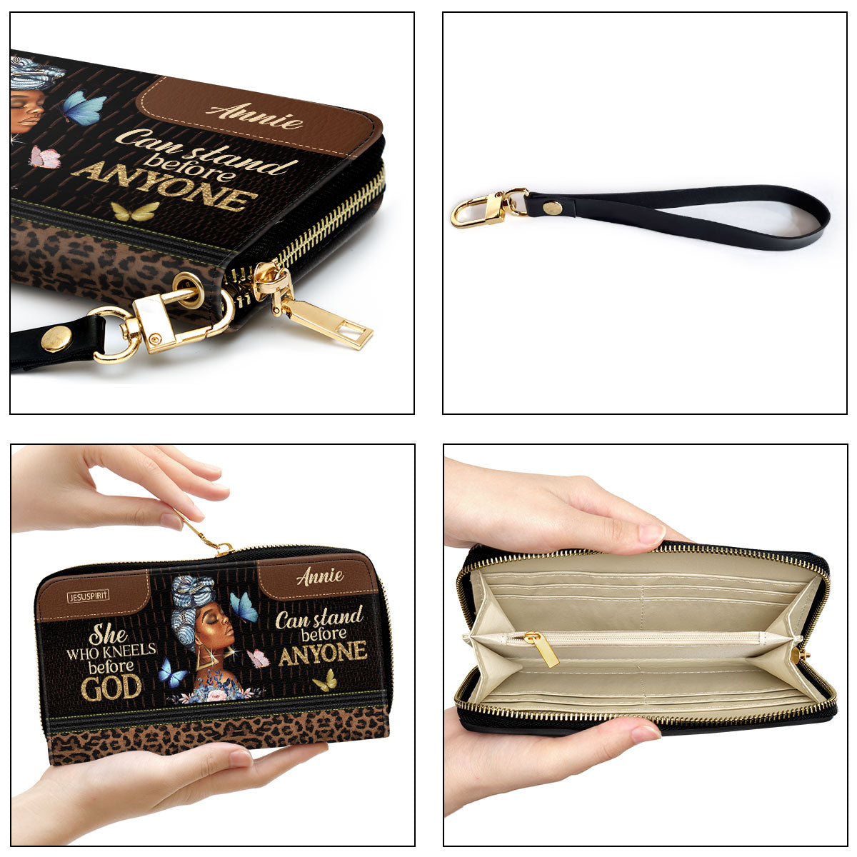 Must-Have Personalized Clutch Purse - She Who Kneels Before God Can Stand Before Anyone NUM484