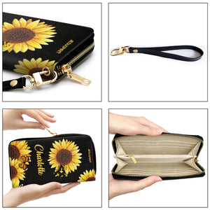 Jesuspirit | Personalized Sunflower Leather Clutch Purse | Christian Gifts For Religious Women | I Can Only Imagine CPHN153B