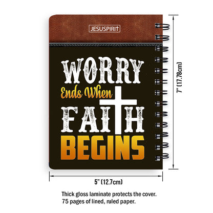 Worry Ends When Faith Begins - Pretty Personalized Spiral Journal HIM305