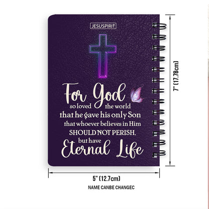 Beautiful Personalized Flower Spiral Journal - For God So Loved The World HN26