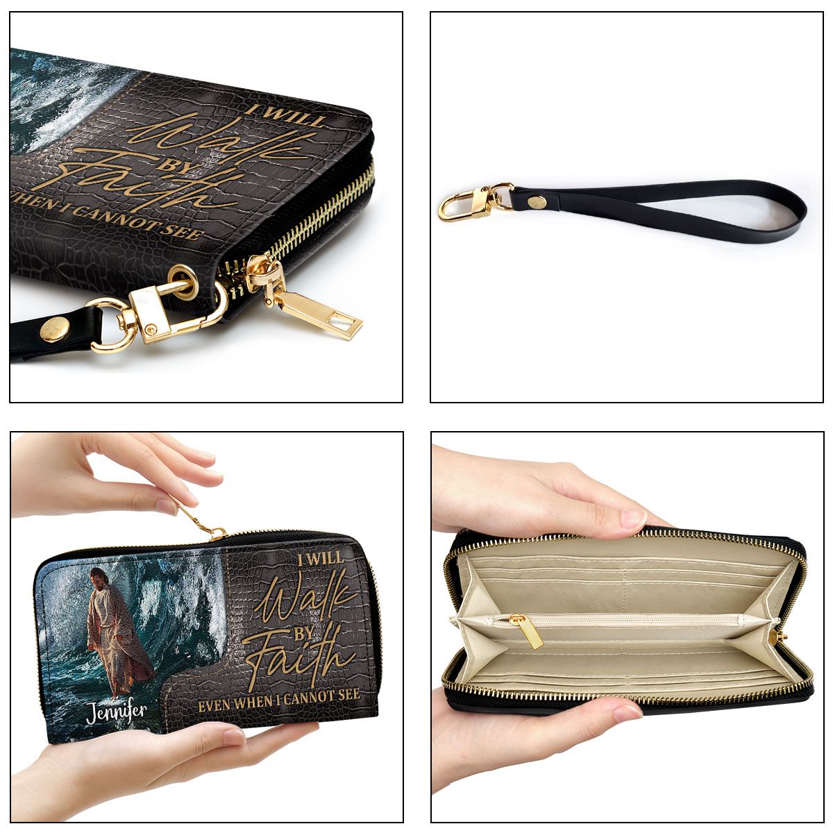 Personalized Ladies Leather Clutch with Name & Charm – WalletKart.in