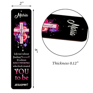 Jesuspirit | Personalized Black Wooden Bookmark | Faith Cross And Roses HN125