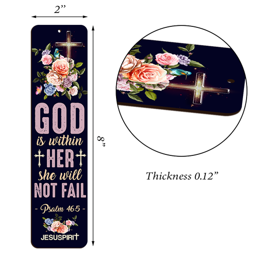 God Is Within Her, She Will Not Fall - Personalized Wooden Bookmarks BM30