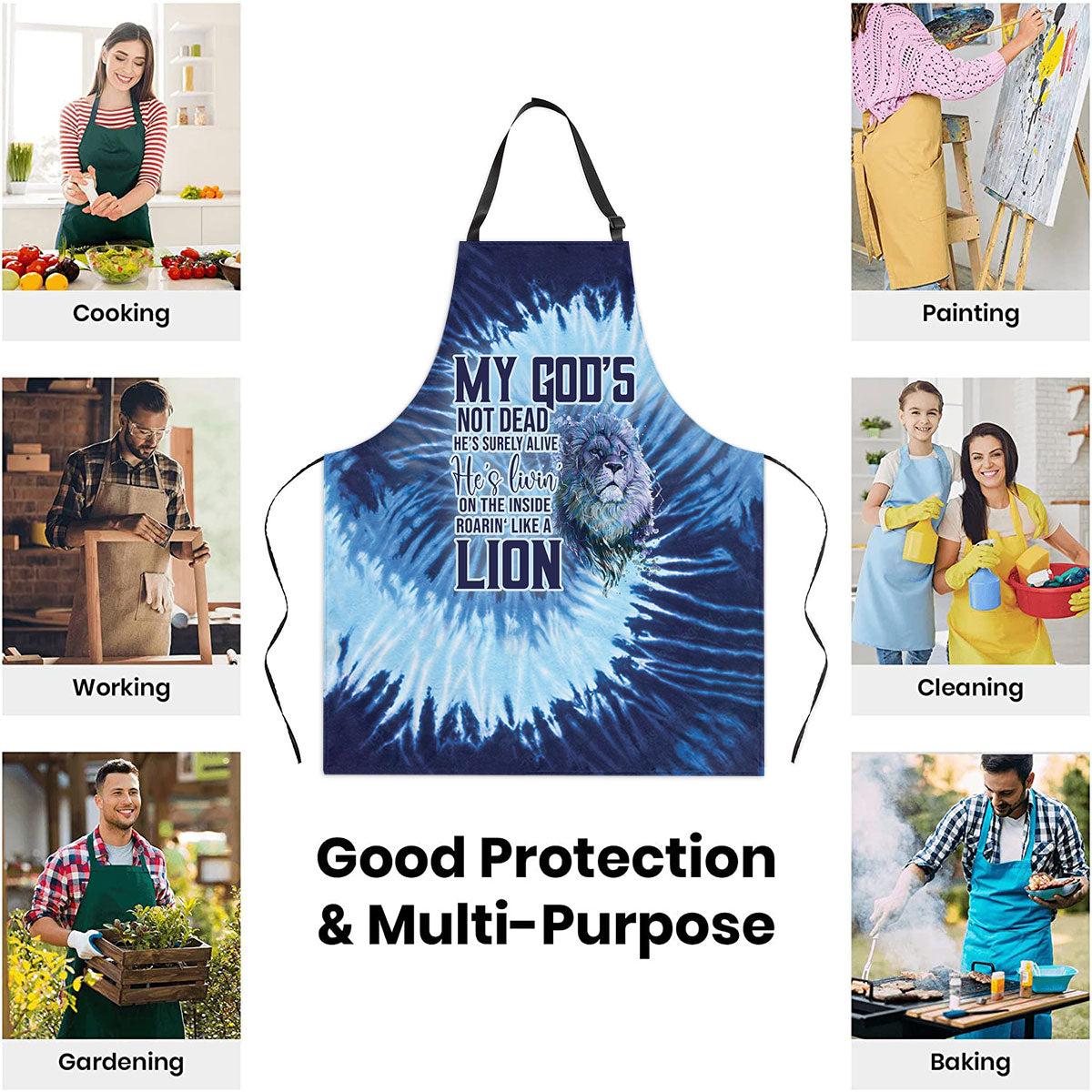 Jesuspirit | My God's Not Dead | Blue Apron With Neck Strap | Faithful Gift For Christian Friends AHM14