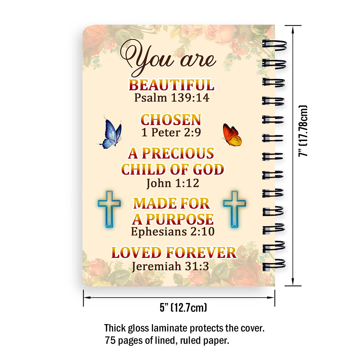 Jesuspirit | Personalized Flower Spiral Journal | Roses And Flower | A Precious Child Of God SJM705