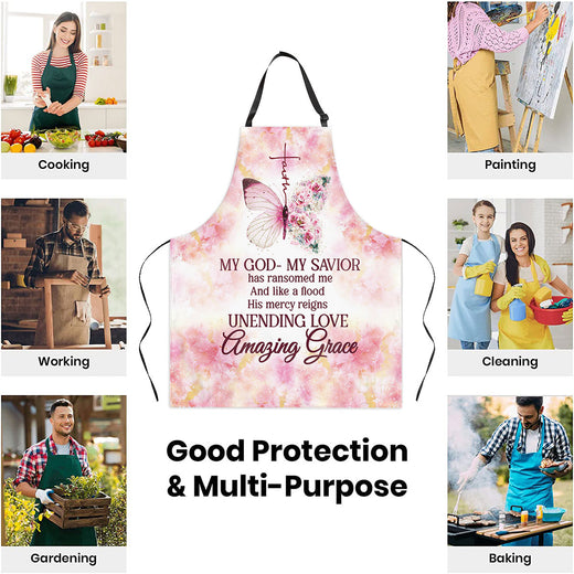 Jesuspirit | Flower And Butterfly | Apron With Neck Strap | My God My Savior | Gift For Christian Woman A16