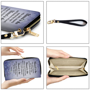 Jesuspirit | Rose And Cross | Personalized Zippered Leather Clutch Purse | Religious Gifts For Women Of God NUH327H