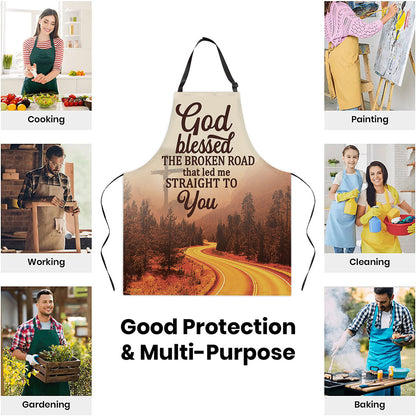 Jesuspirit | God Blessed The Broken Road | Meaningful Gift For Christians | Apron With Neck Strap AHM22