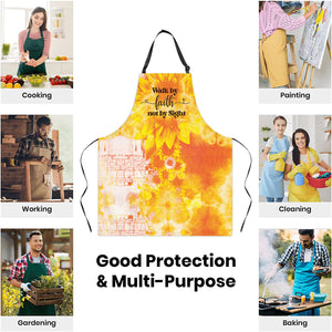 Jesuspirit | Walk By Faith Not By Sight | Religious Gift For Christian People | Sunflower Apron With Tie Back Closure HN120