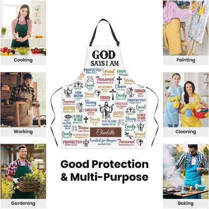 Jesuspirit | What God Says About You | Scripture Bible Verse Gifts For Christians | Personalized Apron With Neck Strap APRH742