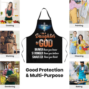 Jesuspiri | Apron With Neck Strap | Lion And Cross | I Am A Daughter Of God | Worship Gift For Christian Friends A30