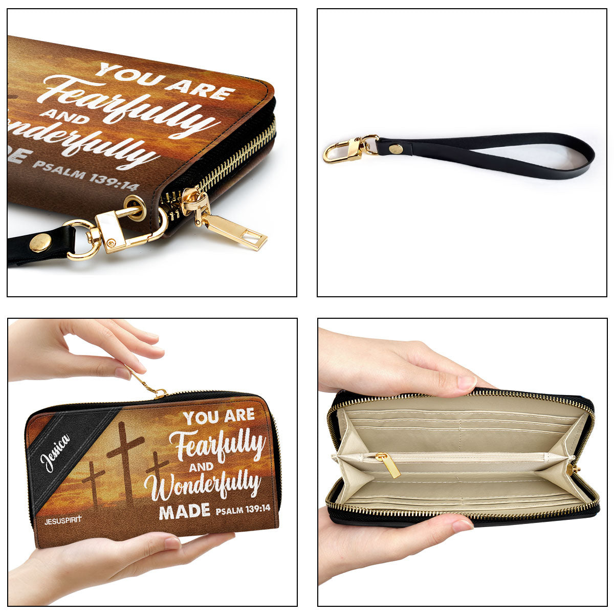 Jesuspirit | You Are Fearfully And Wonderfully Made | Psalm 139:14 | Personalized Cross Clutch Purse HN148