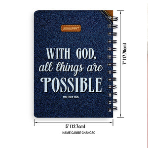 Jesuspirit Spiral Journal | Spiritual Gift Faith For Christians | Matthew 19:26 | With God All Things Are Possible SJHN673