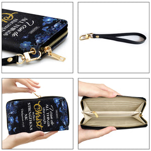 Jesuspirit | Personalized Butterfly Zippered Leather Clutch Purse | Philippians 4:13 | I Can Do All Things Through Christ | Scripture Gifts For Religious Women NM143M