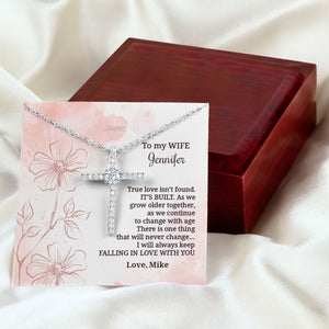 I Will Always Keep Falling In Love With You - Beautiful Personalized CZ Cross For Wife NUH418