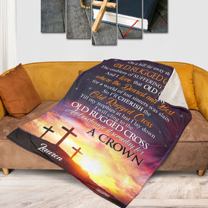 Must-Have Personalized Cross Fleece Blanket - I‘ll Cherish The Old Rugged Cross NUH320