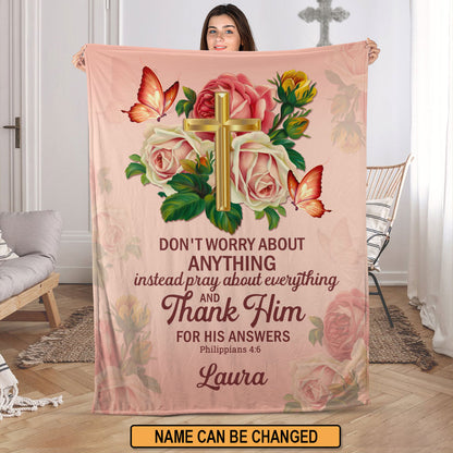 Awesome Personalized Rose Fleece Blanket - Don‘t Worry About Anything NUH326