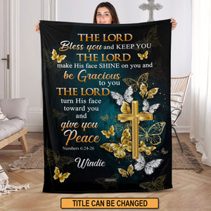 The Lord Turn His Face Toward You And Give You Peace - Special Personalized Butterfly Fleece Blanket NUH324
