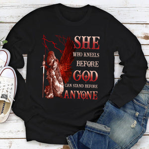 Classic Christian Unisex Long Sleeve - Who Kneels Before God Can Stand Before Anyone NUM381