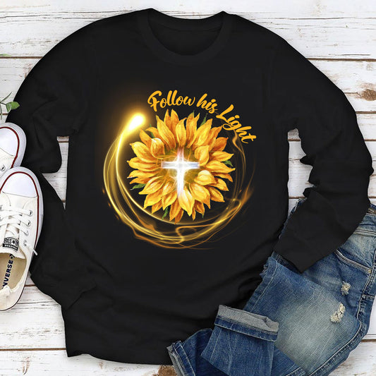 Jesuspirit | Best Gifts For Christian Friends | Sunflower & Cross | Follow His Light | Unisex Long Sleeve 2DLSH763