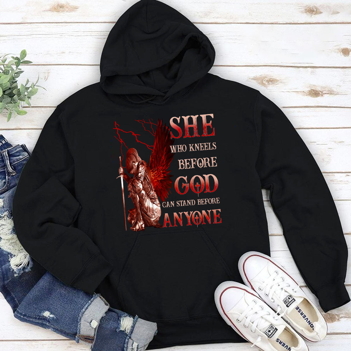 Who Kneels Before God Can Stand Before Anyone - Christian Unisex Hoodie NUM381