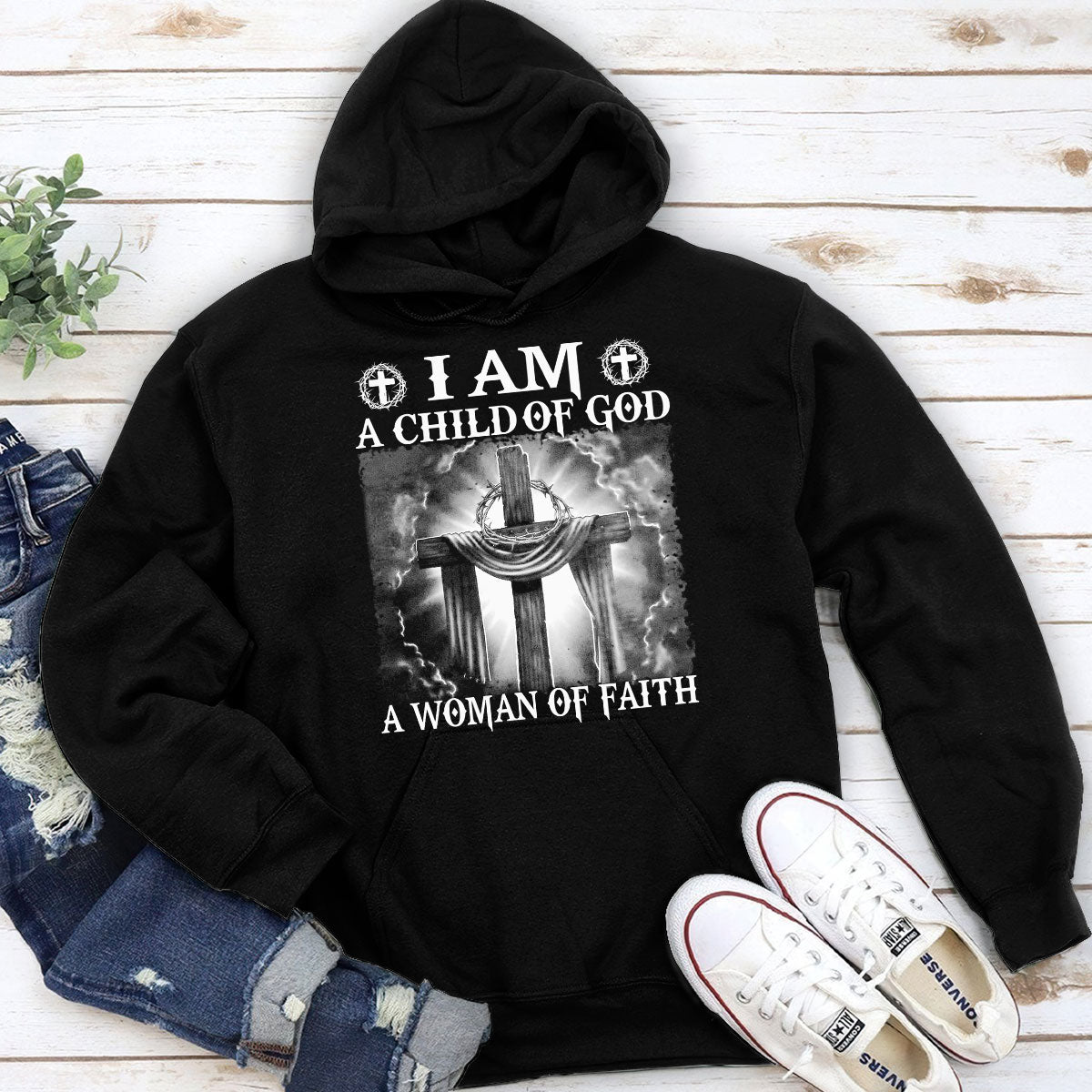 I Am A Child of God - Classic Cross Unisex Hoodie NUM256