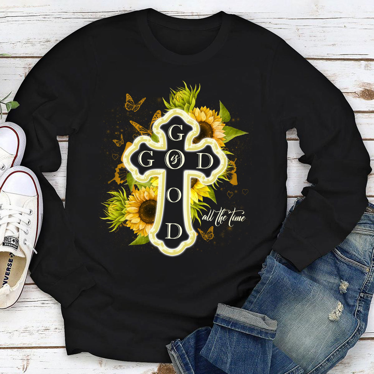 God Is Good All The Time - Lovely Cross Unisex Long Sleeve HIM251