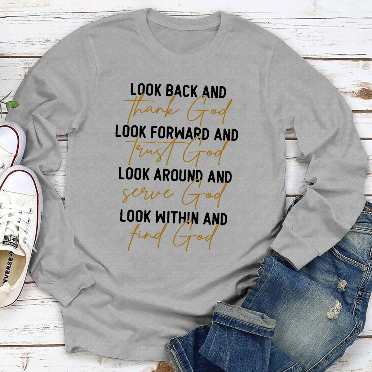 Look Forward And Trust God - Simple Christian Unisex Long Sleeve HAP05