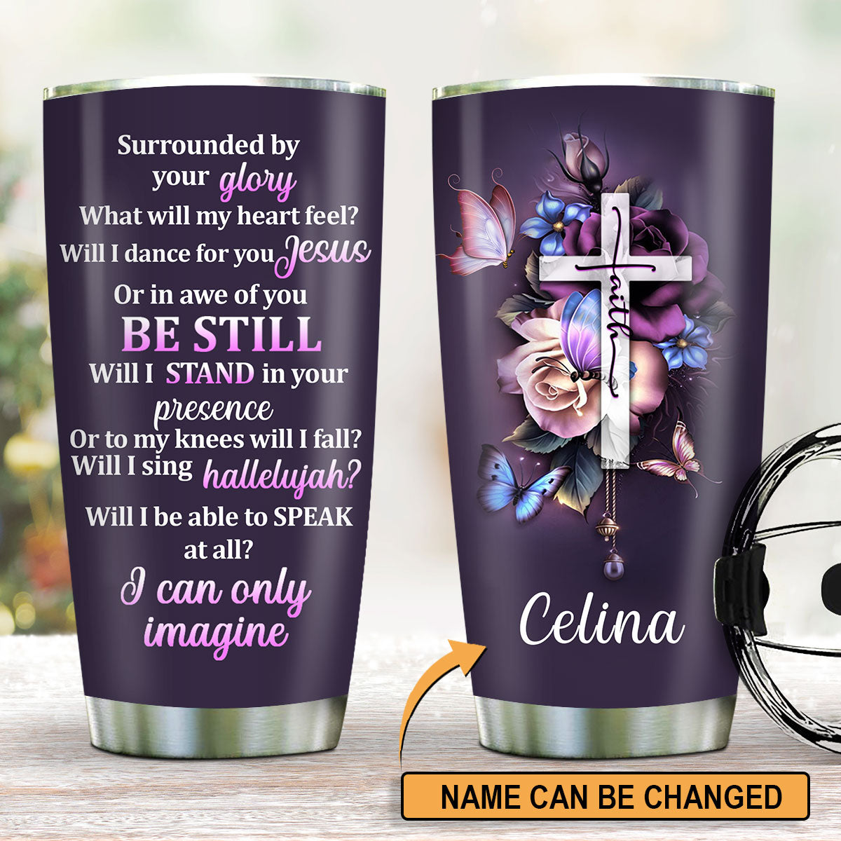 I Can Only Imagine - Beautiful Personalized Floral Cross Stainless Steel Tumbler 20oz HH175D