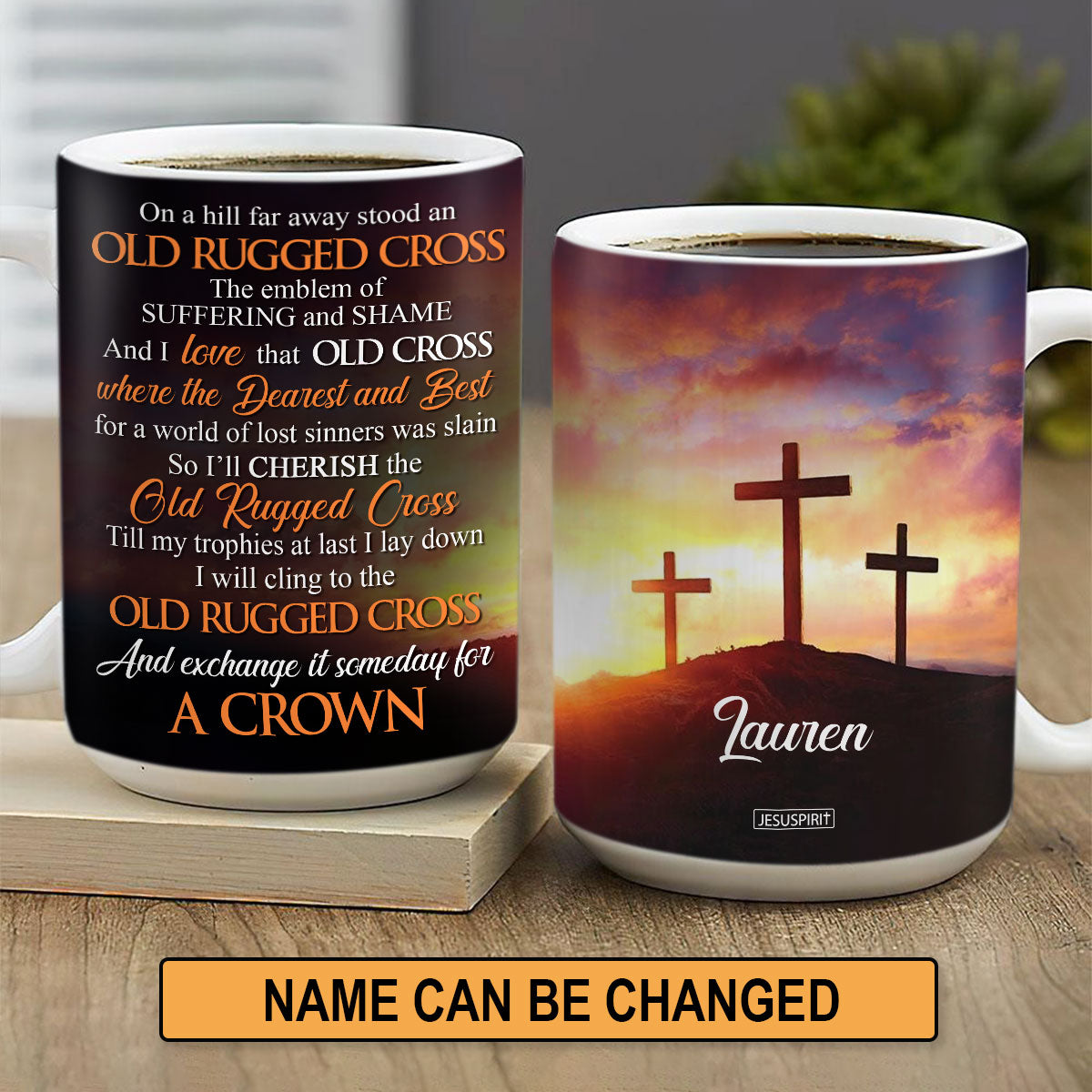 Unique Personalized White Ceramic Mug - I‘ll Cherish The Old Rugged Cross NUH320