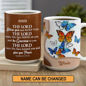 The Lord Turn His Face Toward You And Give You Peace - Lovely Personalized Butterfly White Ceramic Mug NUH324