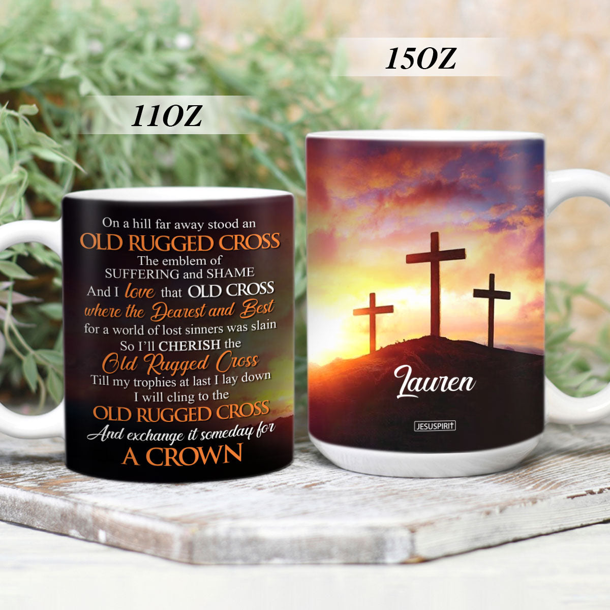 Unique Personalized White Ceramic Mug - I‘ll Cherish The Old Rugged Cross NUH320