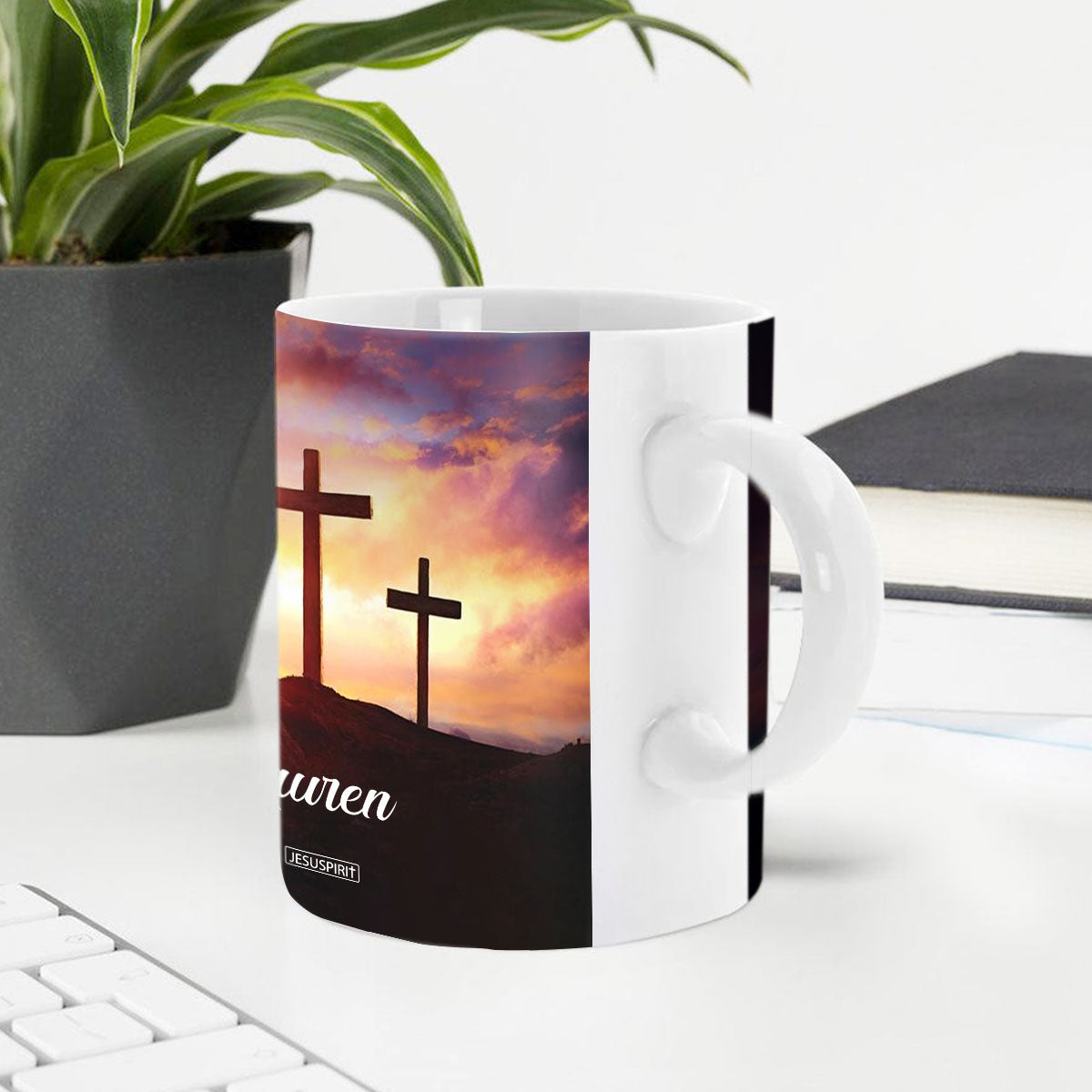 Unique Personalized White Ceramic Mug - I‘ll Cherish The Old Rugged Cross NUH320