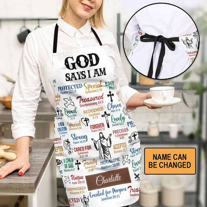 Jesuspirit | What God Says About You | Scripture Bible Verse Gifts For Christians | Personalized Apron With Neck Strap APRH742