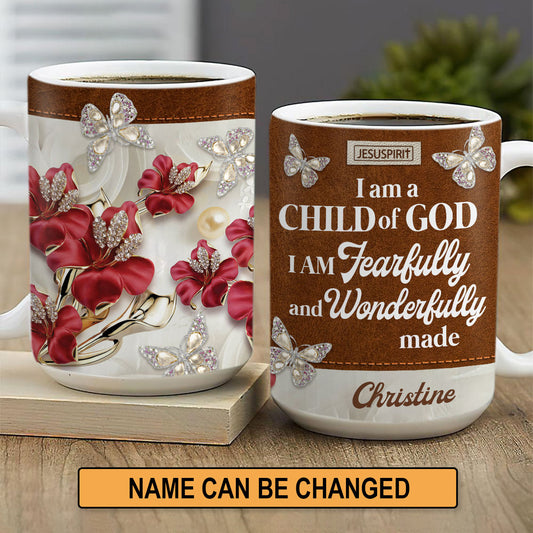 I Am Fearfully And Wonderfully Made - Lovely Personalized Butterfly White Ceramic Mug NUH303