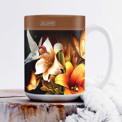 Gorgeous Personalized Flower White Ceramic Mug - I Will Sustain You And I Will Rescue You NUH294