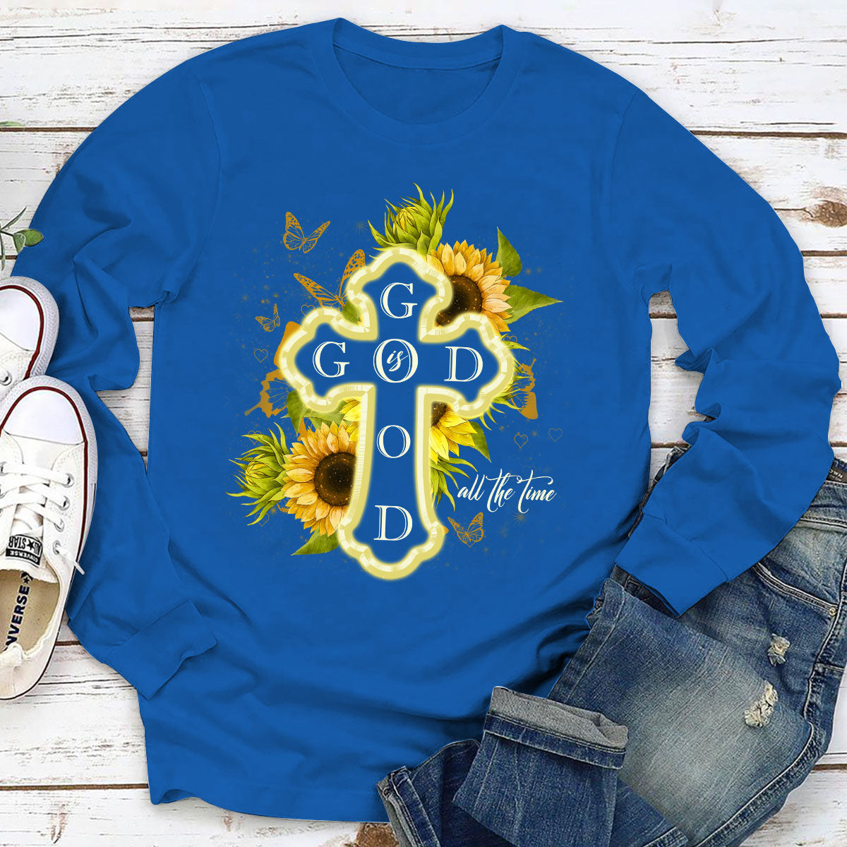 God Is Good All The Time - Lovely Cross Unisex Long Sleeve HIM251