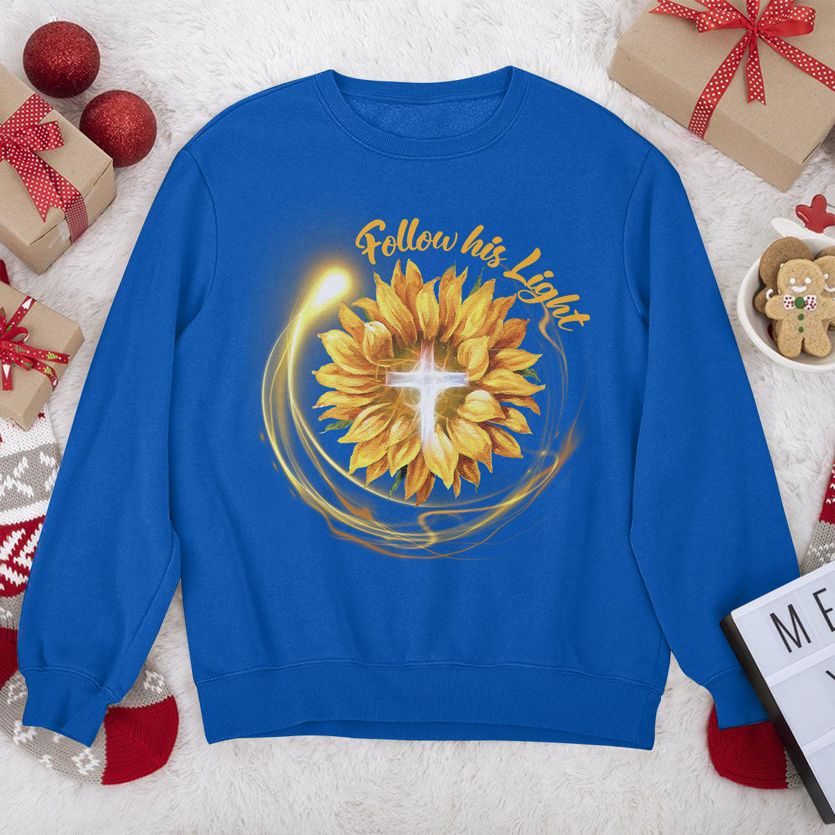 Jesuspirit | Faith Gifts For Christian People | Cross & Sunflower | Follow His Light | Unisex Sweatshirt 2DUSH763