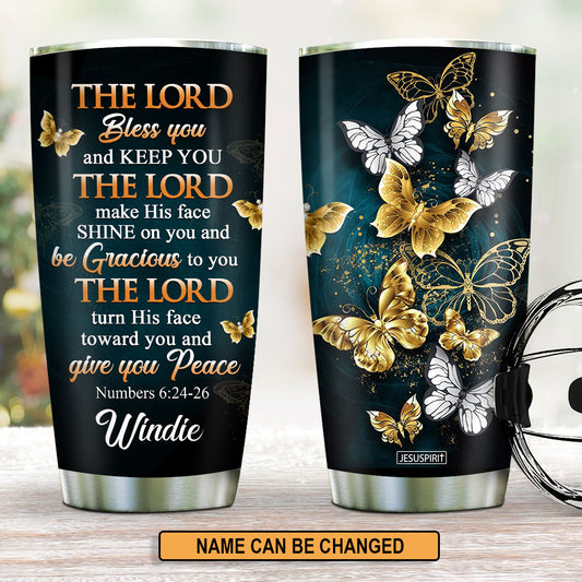 Awesome Personalized Stainless Steel Tumbler 20oz - The Lord Bless You And Keep You NUH324