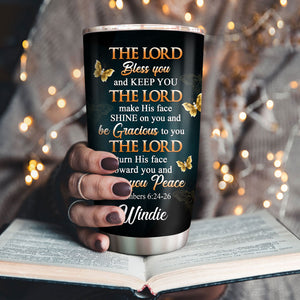 Awesome Personalized Stainless Steel Tumbler 20oz - The Lord Bless You And Keep You NUH324