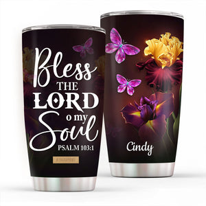 Beautiful Personalized Flower Stainless Steel Tumbler 20oz - Bless The Lord O My Soul NUH335