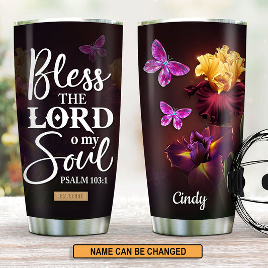 Beautiful Personalized Flower Stainless Steel Tumbler 20oz - Bless The Lord O My Soul NUH335