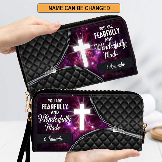 Special Personalized Cross Clutch Purse - You Are Fearfully And Wonderfully Made CP15