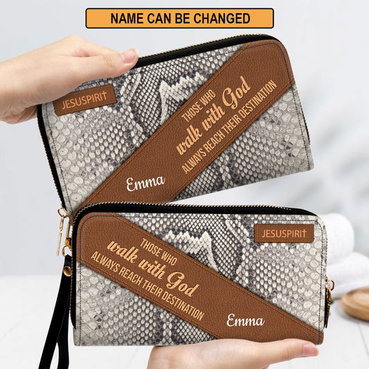 Unique Personalized Christian Clutch Purse - Those Who Walk With God Always Reach Their Destination CP30