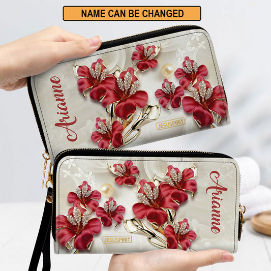 Elegant Personalized Flower Clutch Purse CP35