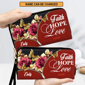Roses Christian Clutch Purse - Love - Hope - Faith CP03
